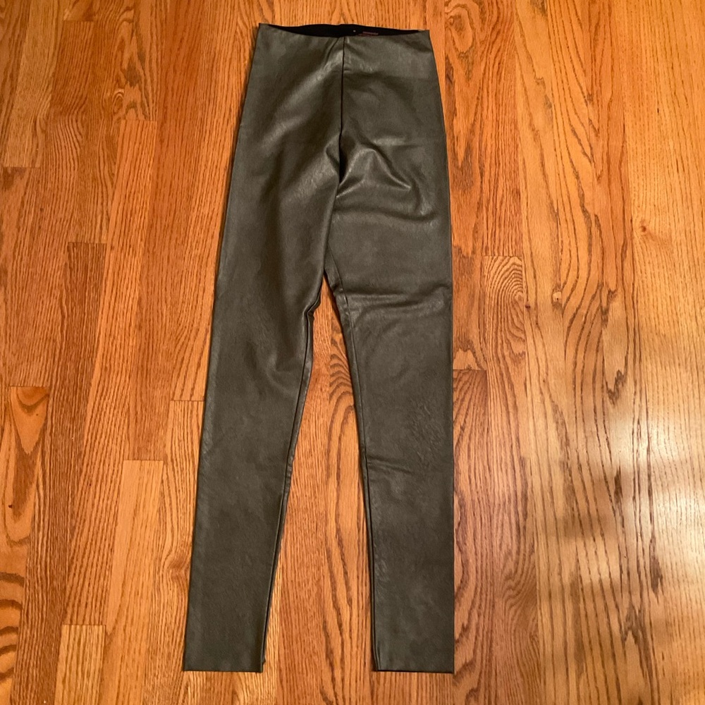 Commando Faux Leather Pants, Black High Waist Pull On Body Con Fit Stretch, Sz M